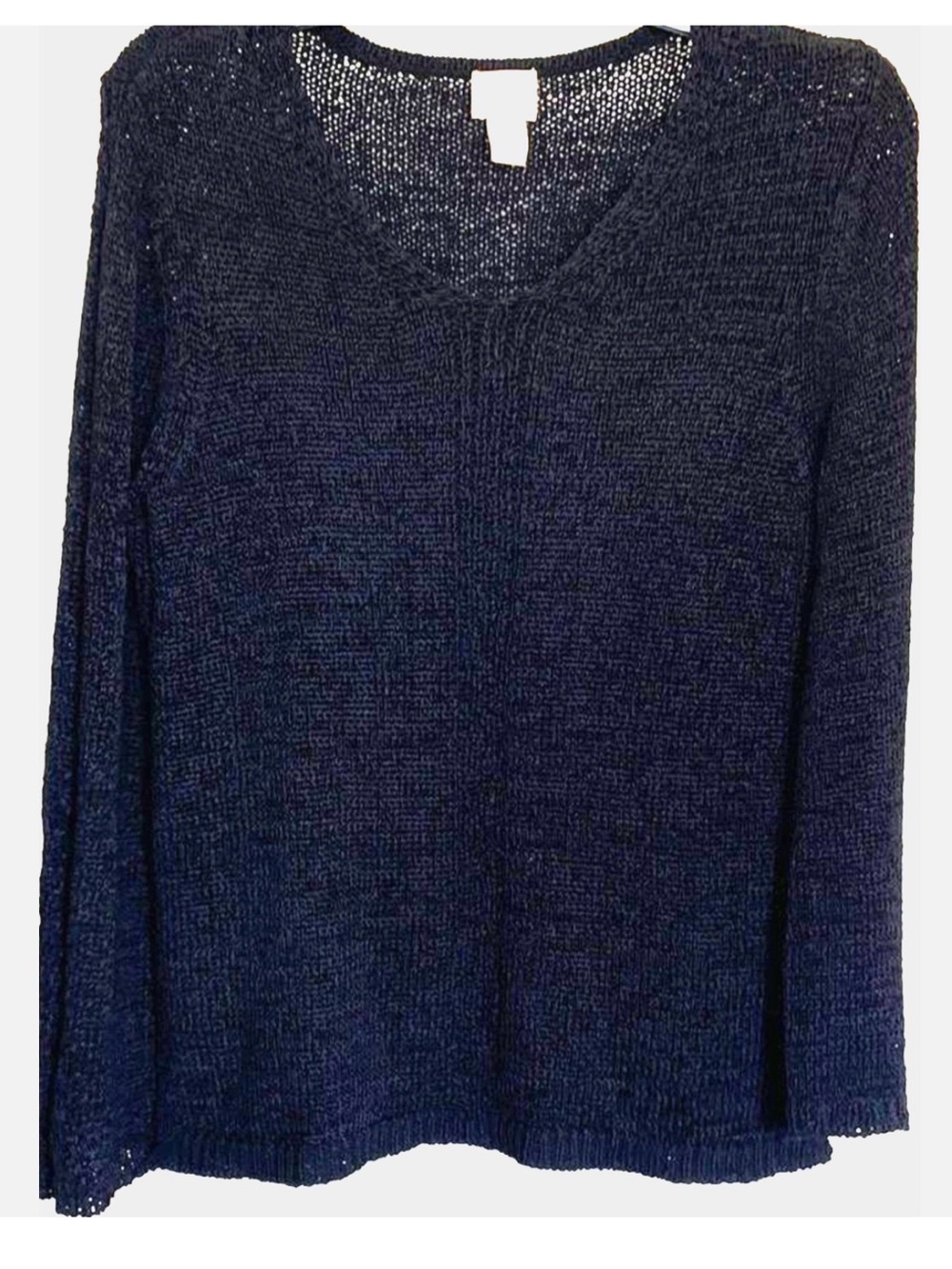 Chico’s Size 0 S Black Open Knit Pullover Sweater Lightweight Layering